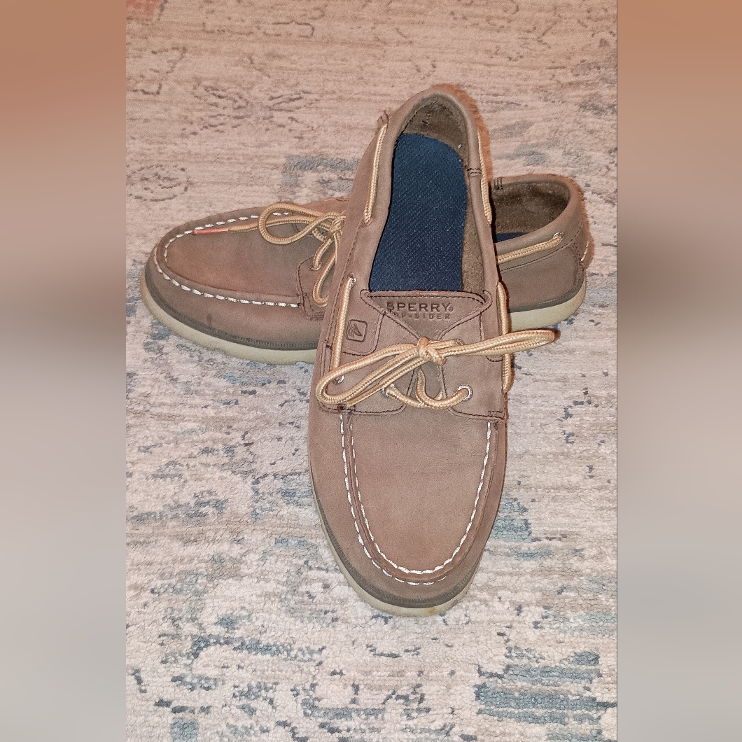 Sperry Tan Leather Lace Up Deck Shoes Size 5